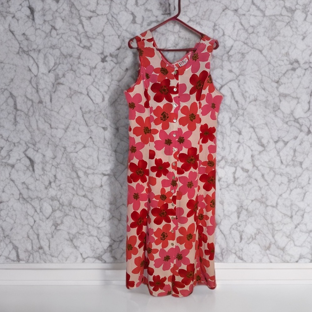 R&K Pink and Red Sleeveless Maxi Sundress
